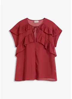 Blouse van chiffon met volants, bonprix