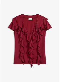Shirt met volants van een zachte modal-mix, bonprix