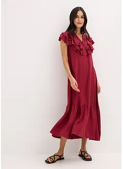 Midi jurk met volants van gestructureerde crêpe, bonprix