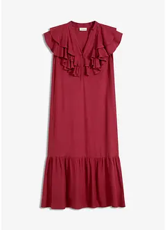 Midi jurk met volants van gestructureerde crêpe, bonprix