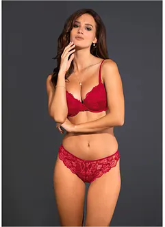 Voorgevormde bh met beugels + string van zachte kant (2-dlg. set), bonprix