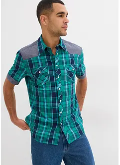 Overhemd met korte mouwen en denim details, bonprix