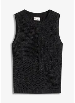 Gebreide ajour top met lurex, bonprix