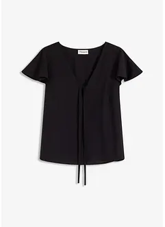 Blouse met volantmouwen in een glanzende look, bonprix
