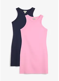 Jurk met spaghettibandjes van interlock (set van 2), bonprix