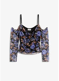 Cold shoulder shirt van lichte mesh, bonprix