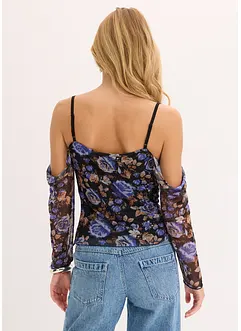 Cold shoulder shirt van lichte mesh, bonprix