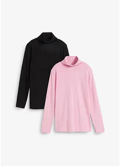 Longsleeve met col in een katoenmix (set van 2), bonprix