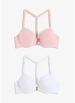Voorgevormde bh met voorsluiting en beugel met katoen (set van 2), bonprix
