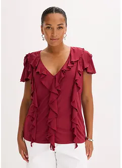 Shirt met volants van een zachte modal-mix, bonprix
