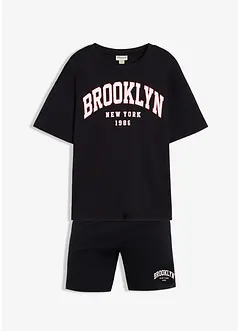 T-shirt en korte broek van zwaar biologisch katoen (2-dlg. set), bonprix