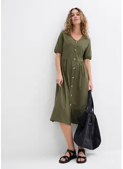 Katoenen midi jurk met knoopsluiting, bonprix