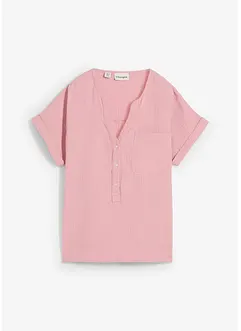 Mousseline blouse met knoopsluiting en zak, bonprix