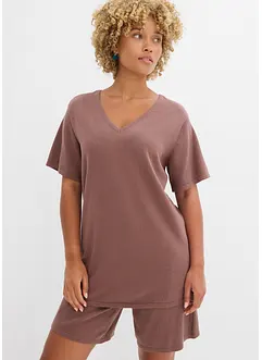 Gebreid shirt met linnen, bonprix