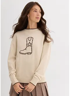 Fijn gebreide trui met oversized schouders, bonprix