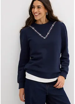 Sweater met borduursel van katoenmix, bonprix