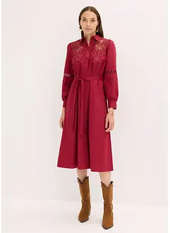 Midi jurk met kanten inzetstuk van katoen, bonprix