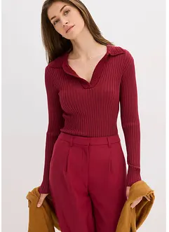 Fijn gebreide trui met decoratieve kraag, bonprix