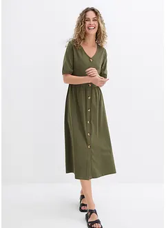 Katoenen midi jurk met knoopsluiting, bonprix