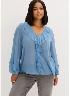 Chiffon blouse met volants, bonprix