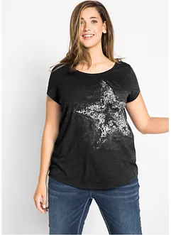 Katoenen shirt van slub garen, korte mouw, bonprix