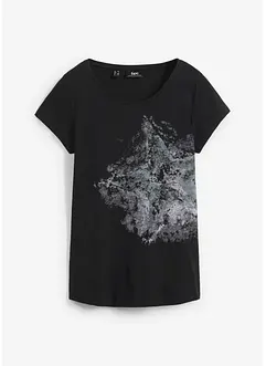 Katoenen shirt van slub garen, korte mouw, bonprix