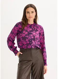 Chiffon blouse met smokwerk, bonprix