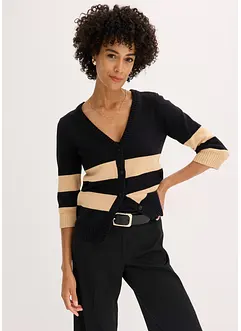 Gebreid vest van katoen met strepen, bonprix