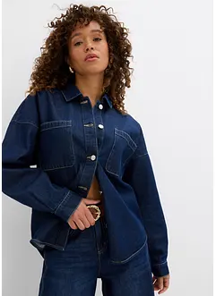 Oversized denim shacket van biologisch katoen, bonprix