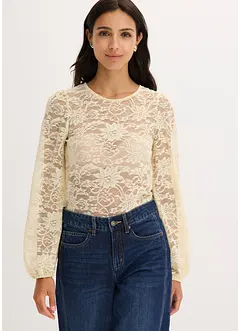 Kort shirt van elastisch kant, bonprix