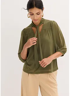 Mesh shirt met strik, bonprix