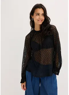 Kanten shirt van katoenmix, bonprix