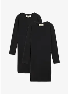 Jersey jurk in een elastische mix met biologisch katoen (set van 2), bonprix