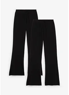 Uitlopende jersey broek van een elastische biologisch katoenmix (set van 2), bonprix