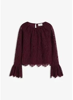 Kanten blouse met volants, bonprix