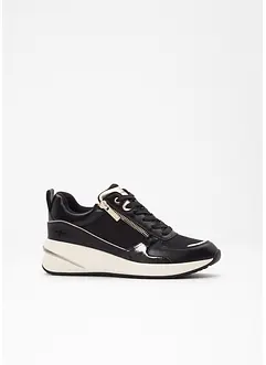 Stijlvolle sneakers van Tamaris met een glitter bovenwerk en slangen- en laklook details., Tamaris