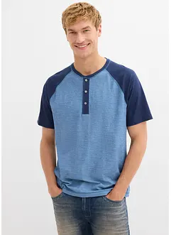 Henley shirt met korte mouwen in gewassen look van puur biologisch katoen, bonprix