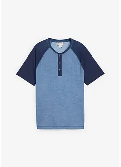 Henley shirt met korte mouwen in gewassen look van puur biologisch katoen, bonprix
