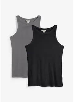 Geribde top van biologisch katoen (set van 2), bonprix