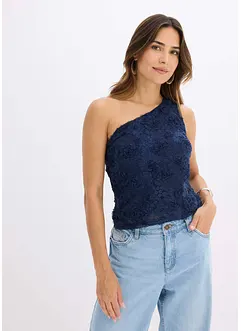 One-shoulder top met borduursel, bonprix