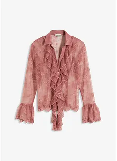 Transparante blouse met kant, bonprix