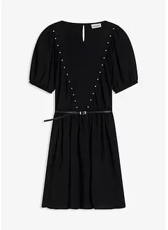 Jurk met ceintuur en studs, bonprix