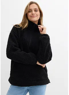 Fleece trui met opstaande kraag, bonprix