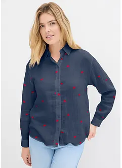 Mousselline blouse met hartjes, bonprix