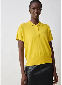 Fijn gebreide trui met zijde en een polokraag, bonprix