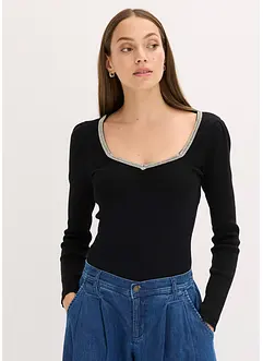 Fijn gebreide trui met sierdetail, bonprix