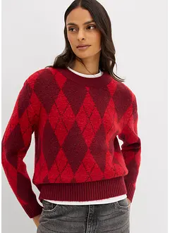 Fijngebreide trui met een ruitmotief, bonprix