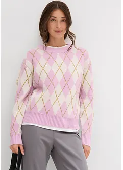 Fijngebreide trui met een ruitmotief, bonprix