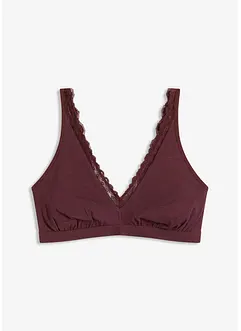 Geribde bralette met biologisch katoen en kant, bonprix