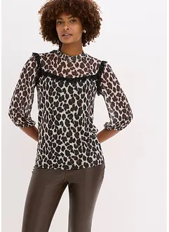 Shirt van zacht mesh met kant, bonprix
